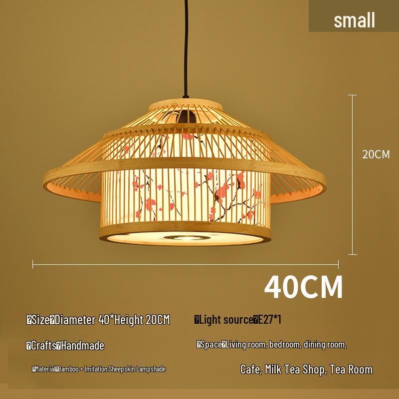 Retro Bamboo Pendant Lamp for Restaurants and Hotels - Chinese Style with Spotlight