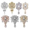 Elegant Shining Crystal Brooch Alloy Decorative Rhinestone Lapel Pin Gold Silver Retro Style Ladies Brooch Women's Fashion