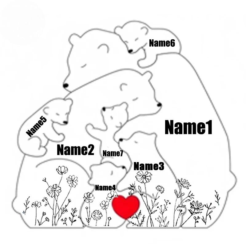 Artistic Wooden Puzzles, Little Bear Family Personalized Name Puzzles, Thanksgiving Christmas Gifts, Home Tabletop Decorations