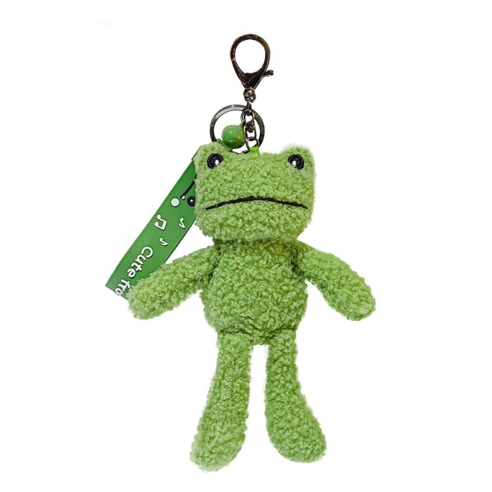 Handbag Keyring Frog Keychain Handbag Accessories Cute Frog Plush Frog Keyring Green Color Creative Gift Stuffed Doll Keychain