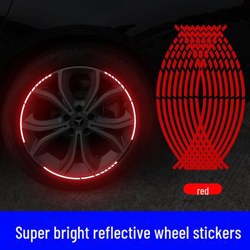 

Светящиеся светоотражающие наклейки на колеса автомобилей и мотоциклов красный