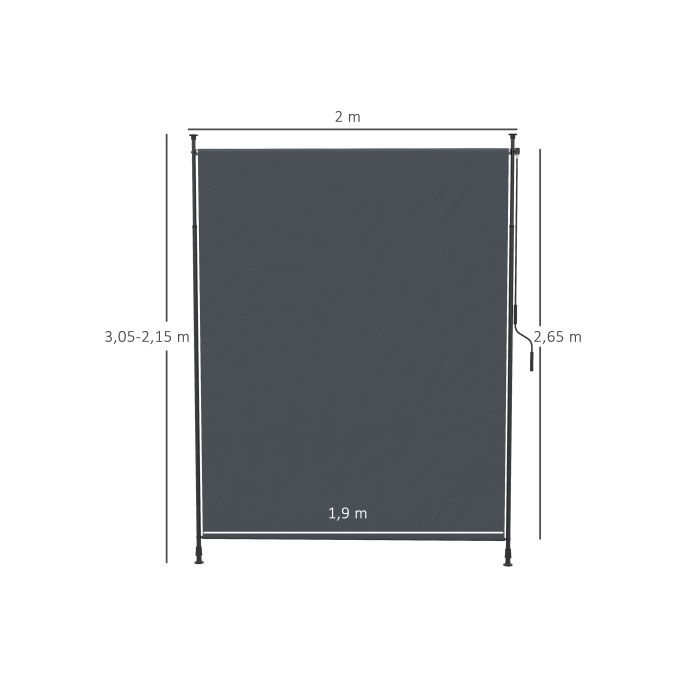 Store latéral - MUVOE - 200 x 292 cm - Hauteur réglable 215–305 cm - Polyester enduit UV40+ - Structure aluminium