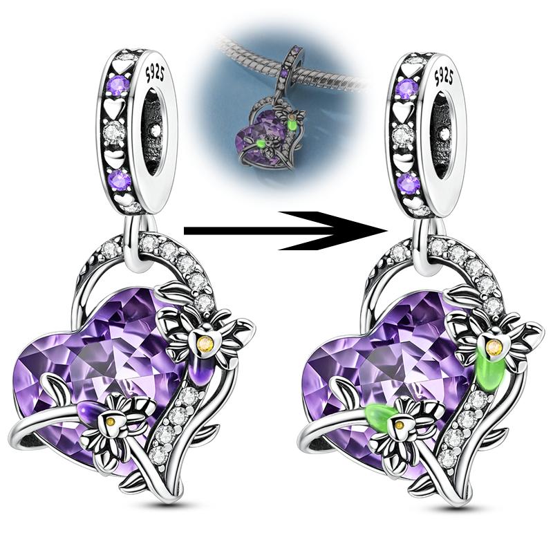 Copper Charms Beads Purple Cross Snake Bow Dragon Pendant Fit Original Bracelet Necklace Women Jewelry Diy Gifts