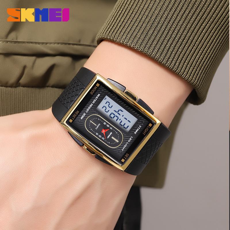 Dual movement electronic watch men's dual display multi-function watch waterproof luminous multi-function electronic watch men's