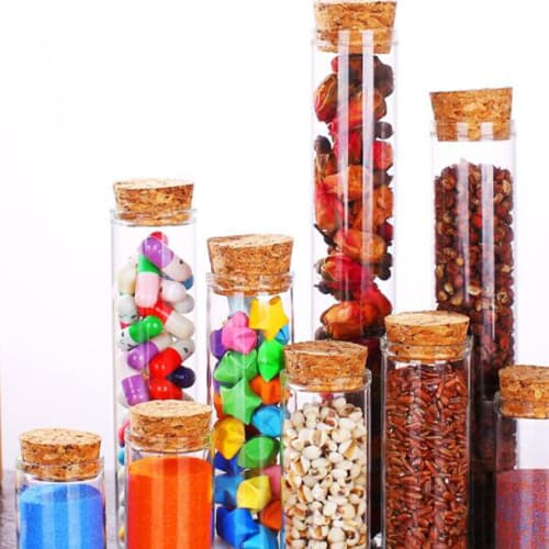 HOOTNEE 20pcs Small Glass Bottles with Cork Tea Storage Jars Mini Bottles Party Supplies Glass Wish Jars