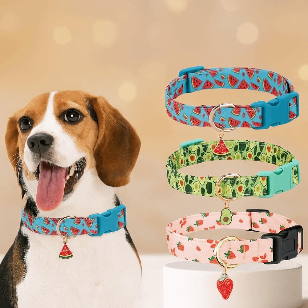 Soft Dog Strawberries Collar Fruit Print Cat Watermelon Collar Durable Pet Chain  Pet Accessories