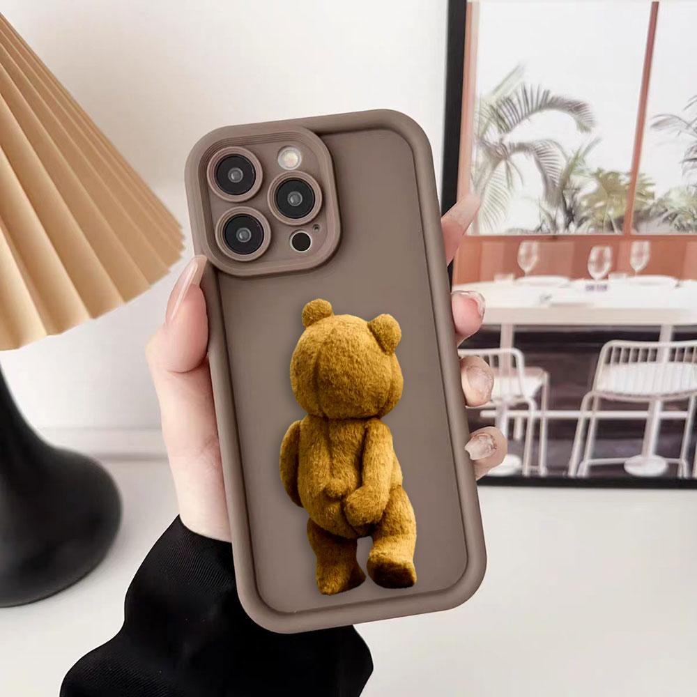 Cartoon Bär T-Teddy Handyhülle Für iPhone Apple 17 AIR 16 16E 11 12 13 14 15 XR Plus Pro Max DIY Hülle TPU Stoßfeste Hülle Capa