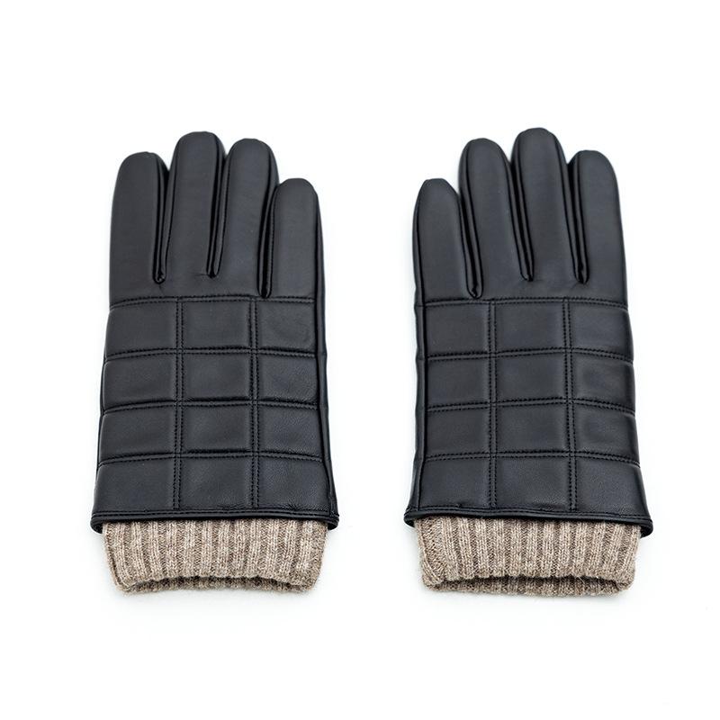 Winter Genuine Leather Gloves with Long Checkered Patterns Are Popular In Europe and America. They Are Windproof and Warm for Driving and Cycling