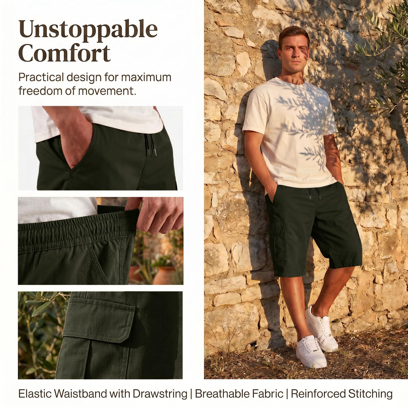 Men’s Athletic Shorts with Adjustable Waistband and Multiple Utility Pockets Suitable for Summer Hiking Outdoor Work Casual Style L