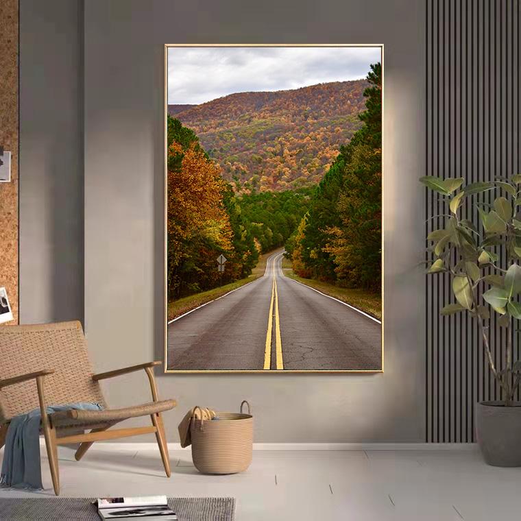 Vertical Board Beautiful Forest Scenery Modern Photo Painting Highway Winding Lines Wall Stickers HD Printing Art Decoration