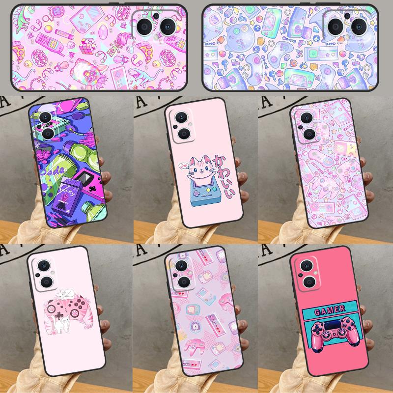 90s Sweet Kawaii Game Controller Case For OPPO Reno 13F 12F 11F 8T 7 8 10 11 12 13 Pro OPPO Find X8 X6 Pro X3 X5 Lite Cover