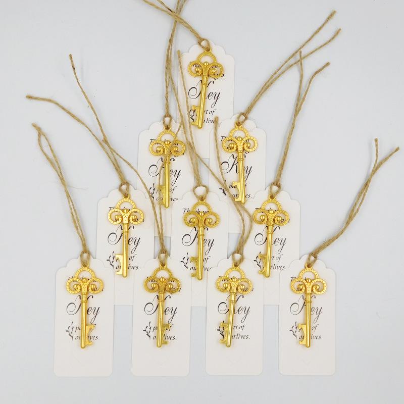 

10pcs Fashion Wedding Decoration Beer Key Bottle Opener Creative Small Gift with Label Pendant золотий