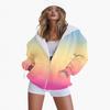 Gradient 3D Print Casual Long Sleeve Zip-Up Hoodie for Women