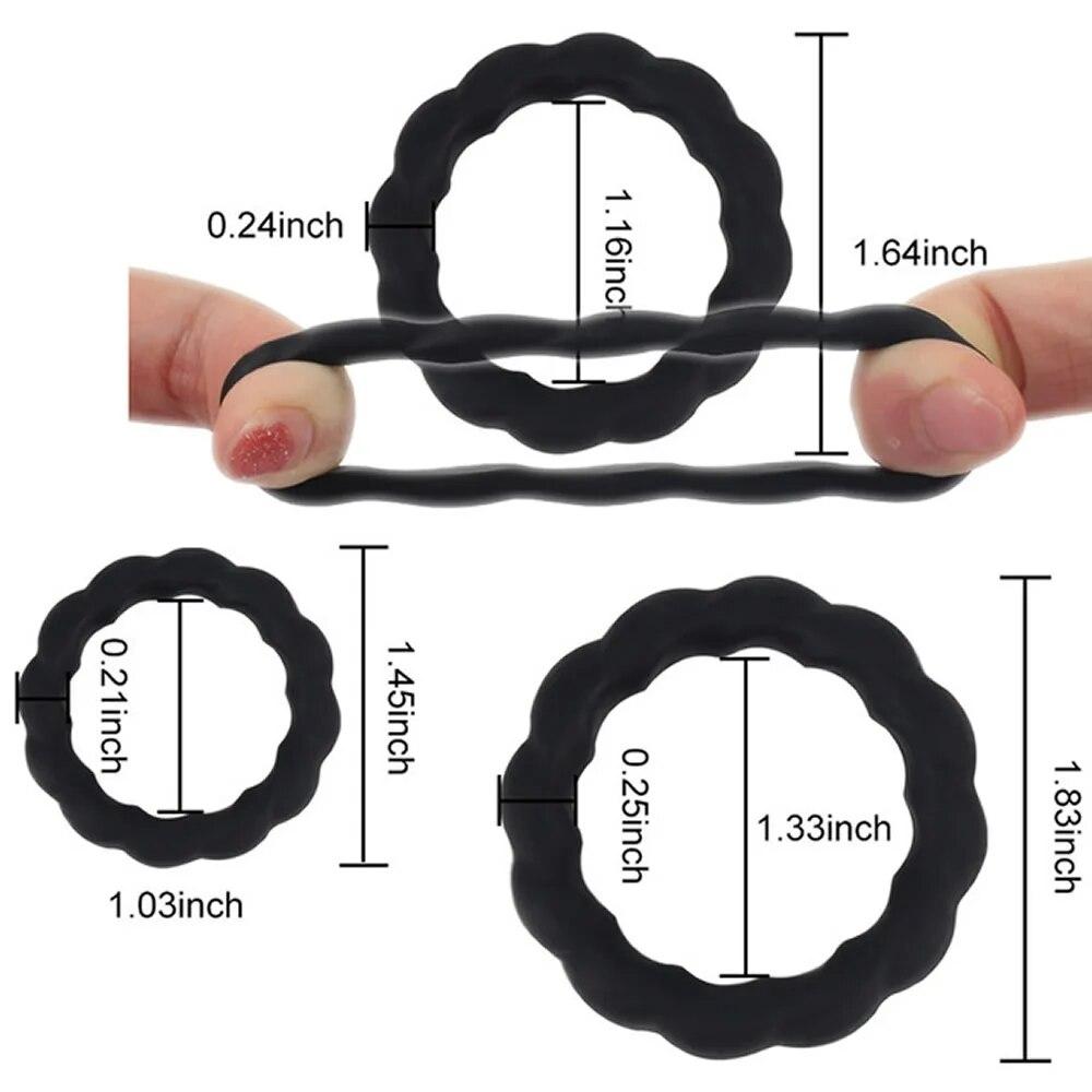 Cock Rings 3PCS Flash In The Night Lock Durable Silicone Penis Ring Sex Toys for Men Male Delay Ejaculation Scrotum Lock Ring