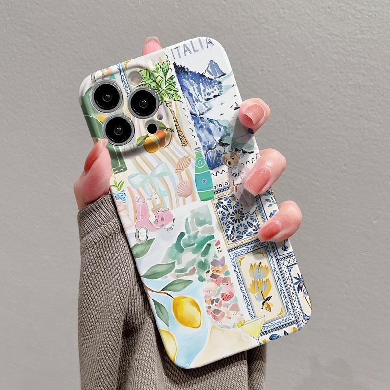 Creative Pattern Phone Case for iPhone 17 16e 16 15 14 13 12 11 Air Pro Max XS XR XSMax 6 7 8 Plus Glossy Film Hard PC Cover