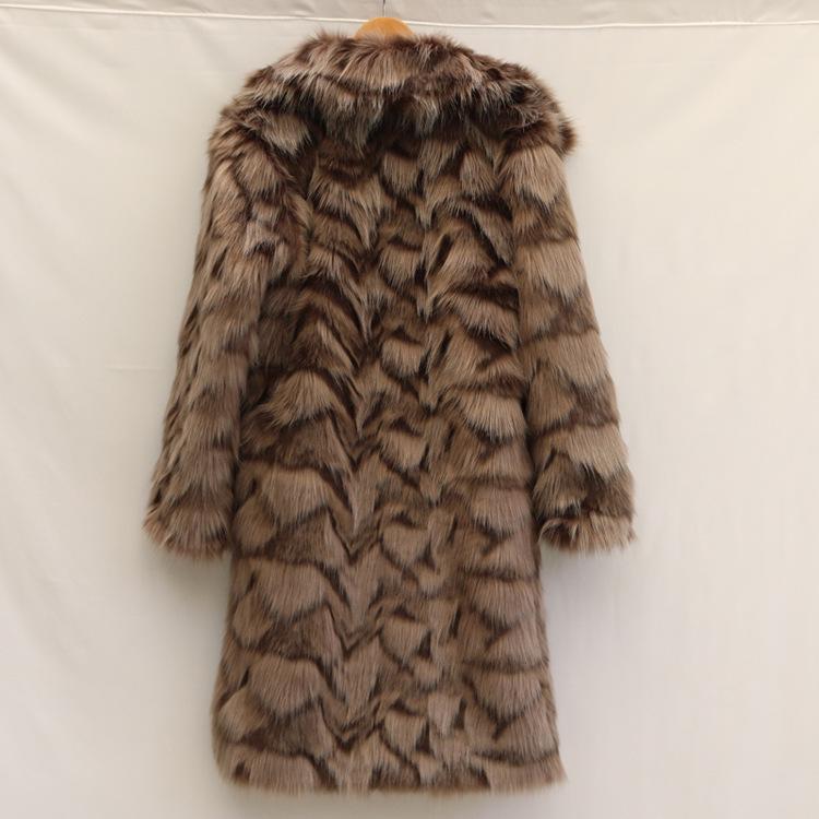 Women's Long Faux Fox Fur Coat - Versatile, Loose, Over-the-Knee, Warm Winter Style