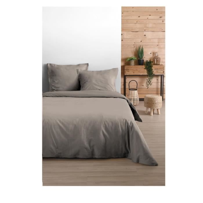 Housse de couette - Uni - Marron - 200 x 200 cm - 100% Coton - Oeko-Tex®