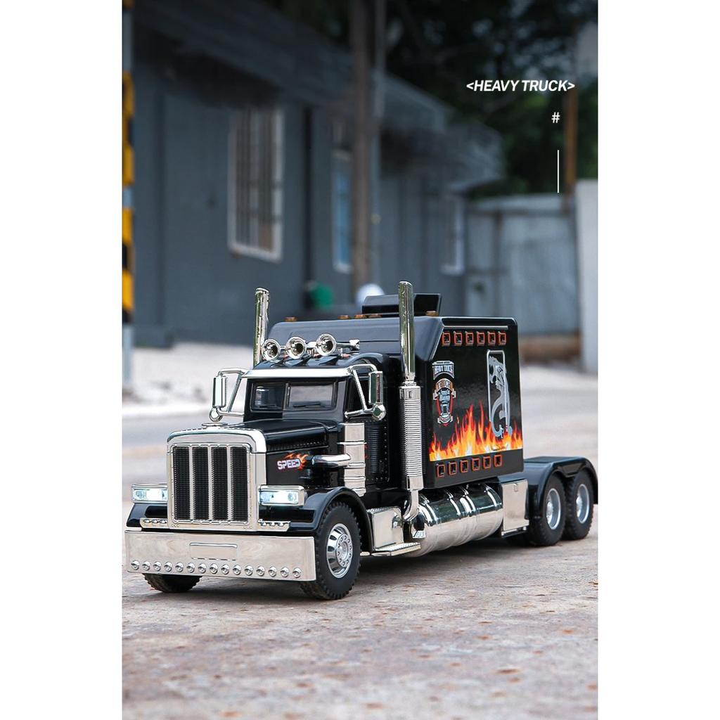 1/24 Peterbilt 389 Tractors Truck Alloy Toy Car Model Wheel Steering Sound and Light Children's Toy Collectibles Birthday Gift