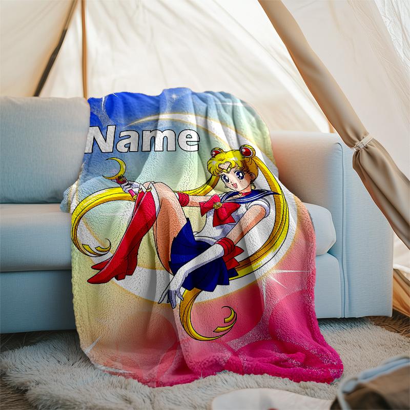 Customizable Sailor Moon  Throw Blanket – Personalized Name, All-Season Cozy Snug Blanket, Machine Washable, Personalized Blanket