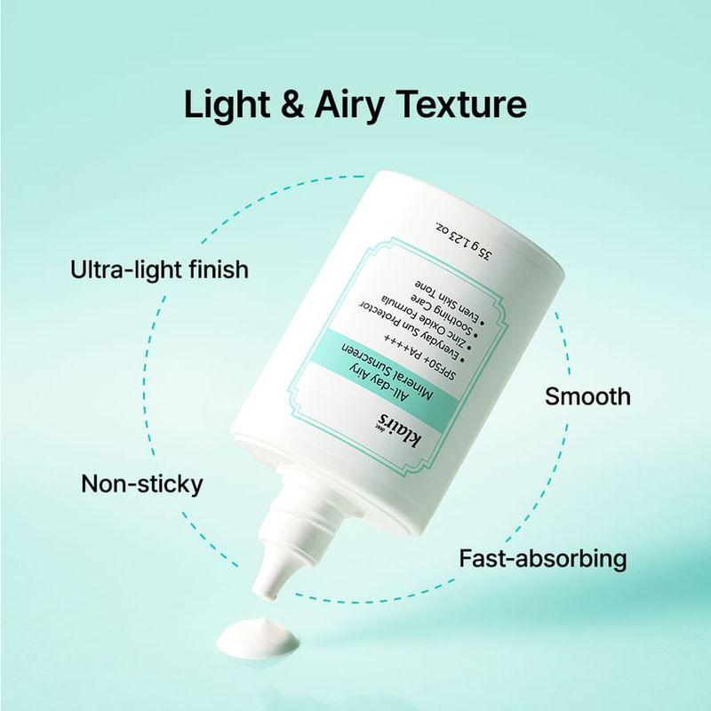 dear, klairs All-day Airy Mineral Sunscreen