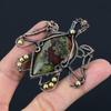 Turtle Shaped Dragon Blood Jasper Gemstone Copper Wire Wrap Handmade Pendant Jewelry