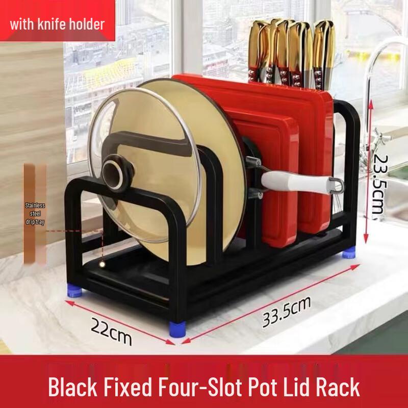 Stainless Steel Knife and Pot Lid Organizer Rack