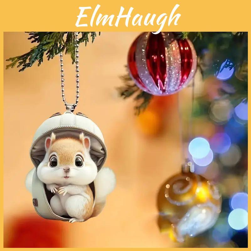 Squirrel Acrylic Car Pendant Couples Keychain Decoration For Car Interior Decor