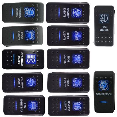 Waterproof 12V 20A Bar ARB 5P Push Rocker Toggle Switch Blue LED Light Car Sales