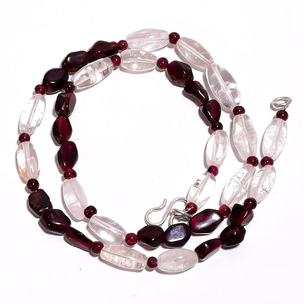 Natural Crystal Mozambique Garnet Gemstone Smooth Beads Necklace 17" UB-2881 UB-2881