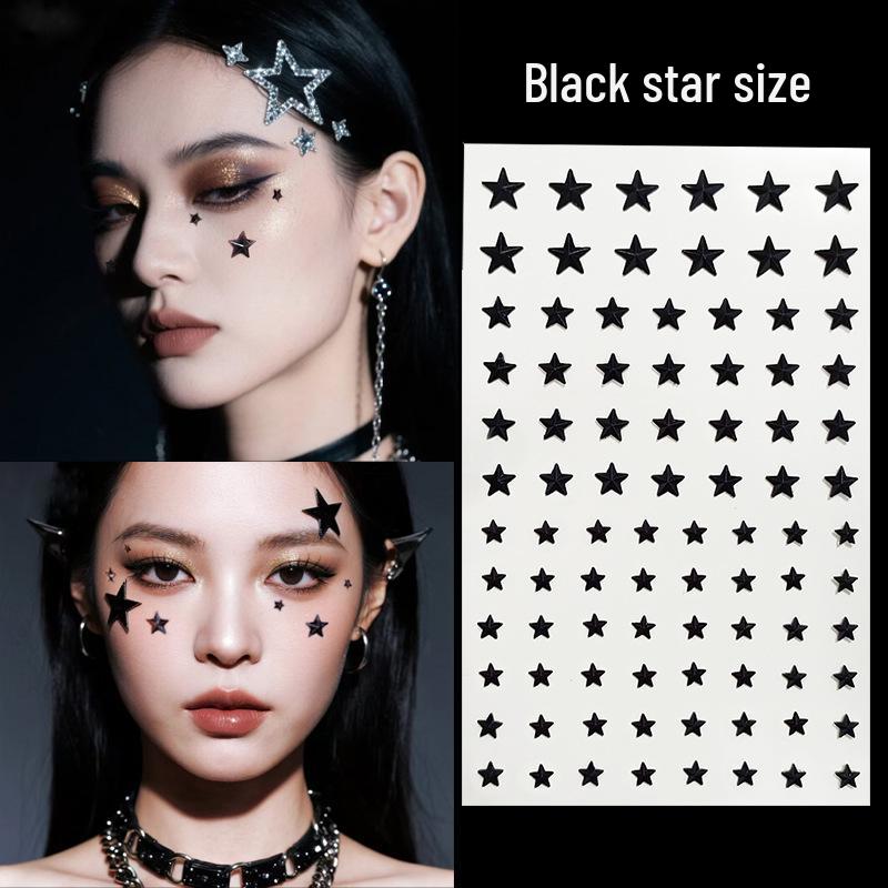 Blue Star Diamond Face Stickers: Adhesive Rhinestone Designs for Tear Eye Makeup, Perfect for Music Festivals.