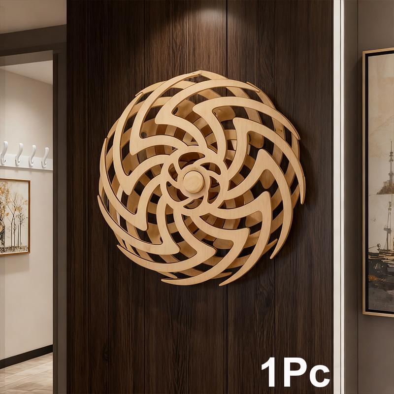 1PC Sculptures Artistic Ornaments Handmade Wooden Windmill Shape Moving Gifts Rotating Elegant Wall Hangings Gifts 35cm