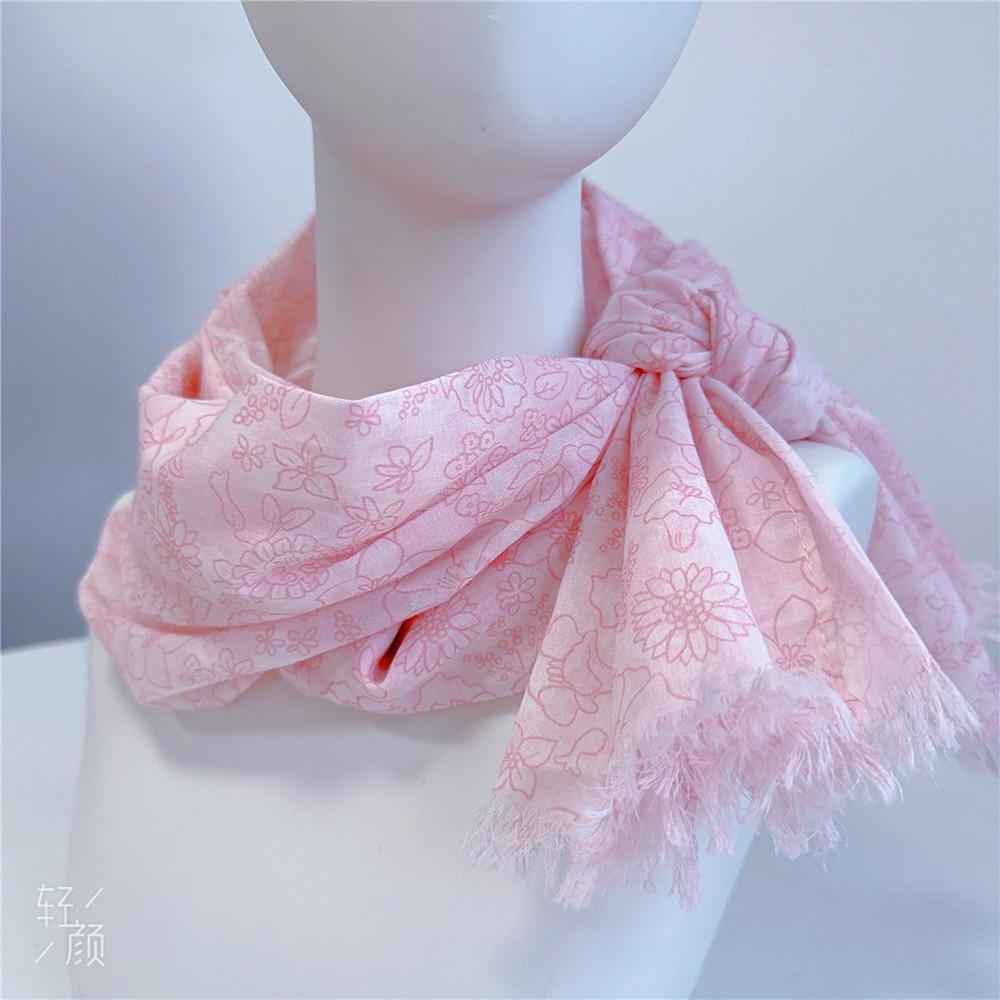 Spring and Summer New Thin Breathable 100% Cotton Floral Scarf Women's Sunscreen Shawl Versatile Japanese Floral Scarves