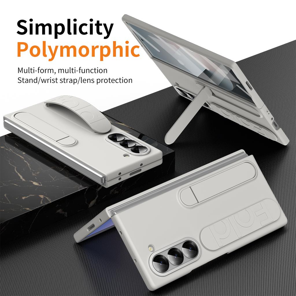 Pulsera Plegable Soporte Funda para Samsung Galaxy Z Fold 7 6 5 4 Fold6 5G Funda Protección Lente Cristal Frontal Cubierta Plástico PC Tapa