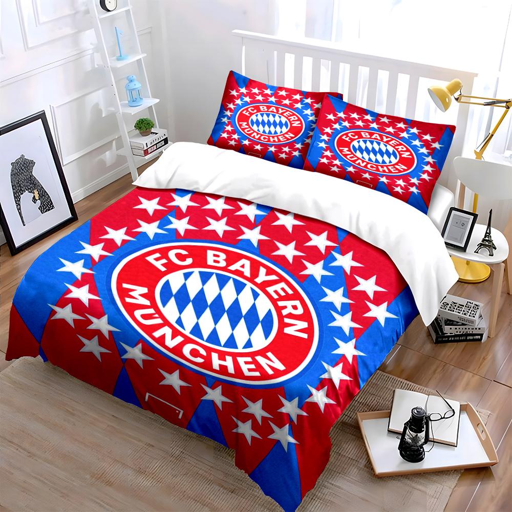 Bayern Munich Logo Bedding Set Bedding Duvet Cover Set Duvet Cover Pillowcases Home Decor (1 * Duvet Cover 2 * Pillowcases, Without Duvet Insert)