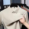 Short-Sleeved T-Shirt Men'S Ice Silk Seamless Dad Casual Half-Sleeved Polo Shirt