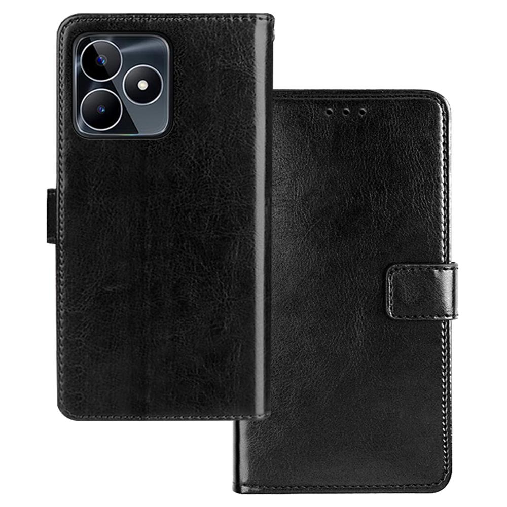 

IDEWEI Для Realme C53 (Глобальний)/C53 (Індія)/C51 Чохол Шкіра з текстурою Crazy Horse Підставка Чохол для мобільного телефону Black