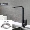 Black/Silver 360° Rotation Copper Alloy Kitchen Sink Hot Cold Taps Kitchen Faucet Deck Mounted Mixer Tap