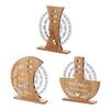 Wooden Perpetual Calendar Disc Stand Manual Rotating Turntable Calendar Month Week Date Display Home Office Desktop Decoration