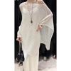 Moda Elegante Solta Irregular Tricô Feminino Camisa Verão Manga Morcego Xale Manto Top Proteção Solar Casual Versátil Vazado Transparente Suéter Cobertura