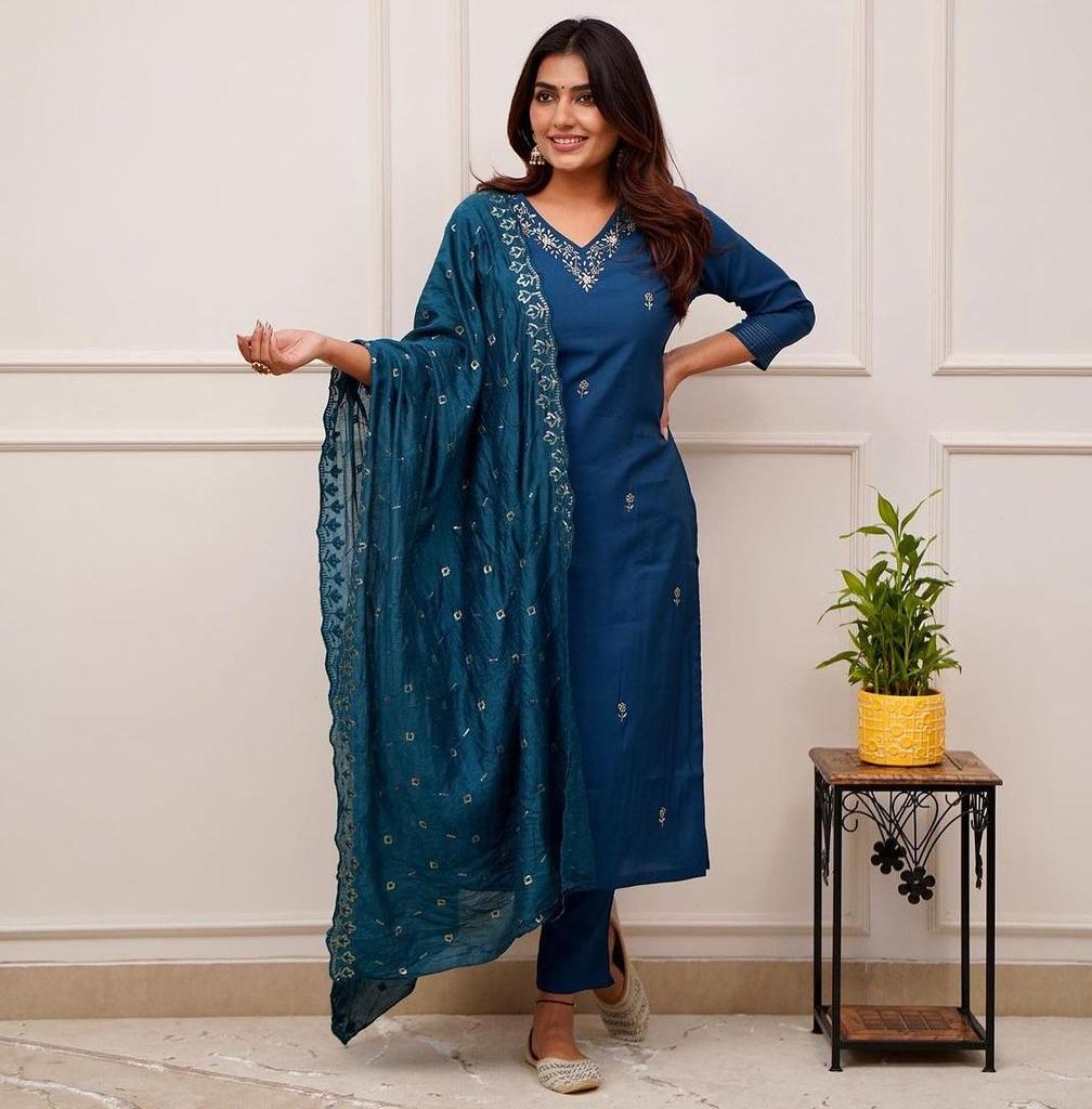 Indian Pakistani Designer Kurta Pant Dupatta Set Bollywood Top Tunic Women Kurti Salwar Kameez