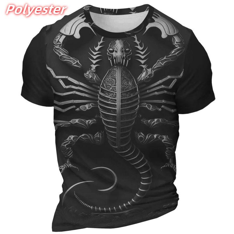 Retro Scorpion Pattern T Shirts For Men Insects 3D Printed T-Shirt Summer Casual Fashion O-Neck Tops Short Sleeve Street Tees