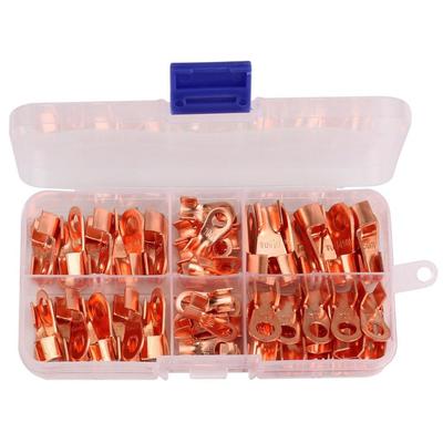 70Pc Open Barrel Copper Ring Lug Terminals Assortment Kit Ot 10A 20A 30A 40A 50A
