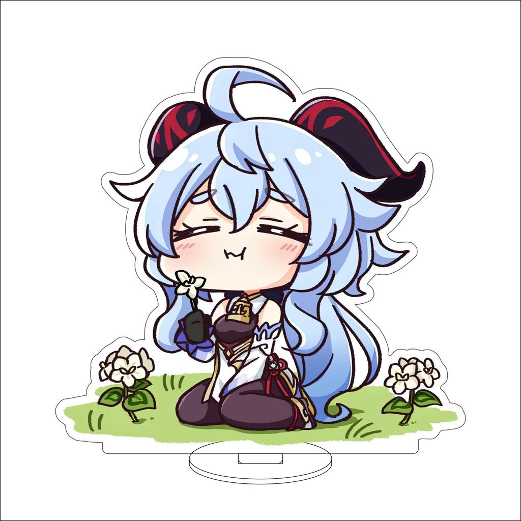 10CM Anime Genshin Impact Figure Stand Model Amamiya Ganyu Cute Desk Decor Standing Sign Gifts