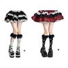 Women Knee Highs Socks Printed Compressions Stockings Lolitas Sweet Lace Ruffle Calf Socks Long Tube Socks Hosiery