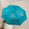 1pc Oceanic Seashells Starfish Pattern Umbrella with Plastic Handle,Suitable for All Seasons Home Travel Outdoor UmbrellaDD1797