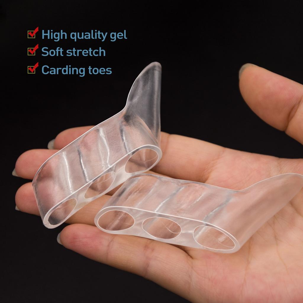 Transparenter Silikon-Gel-Glätteisen, Schmerzlinderung, Zehenschutz, Drei-Loch-Bunion-Fußpflegewerkzeuge für kleine Zehen