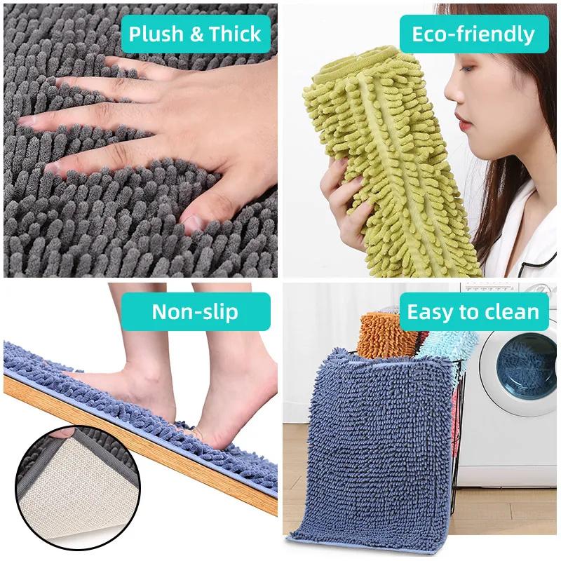 1 PCS Bathroom Rug Mat Non Slip Quick Dry Bath Mats Extra Thick and Super Absorbent Bath Rugs Microfiber Chenille Shower Carpet