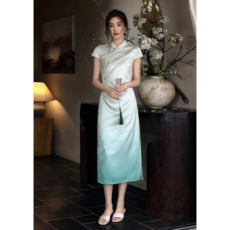XWI New Chinese Style Gradient Dye Cheongsam Dress M