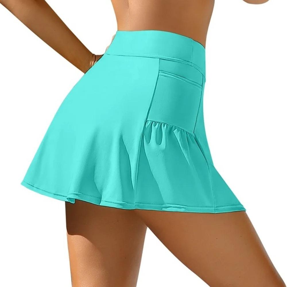 CHARMLEAKS Women Swim Skirt Short with Side Pockets Bathing Suit High Waist Swimsuit Bottom