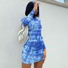 Women's Mid-waist Printed Pullover Style Commuter Girl Waisted One-step Dress